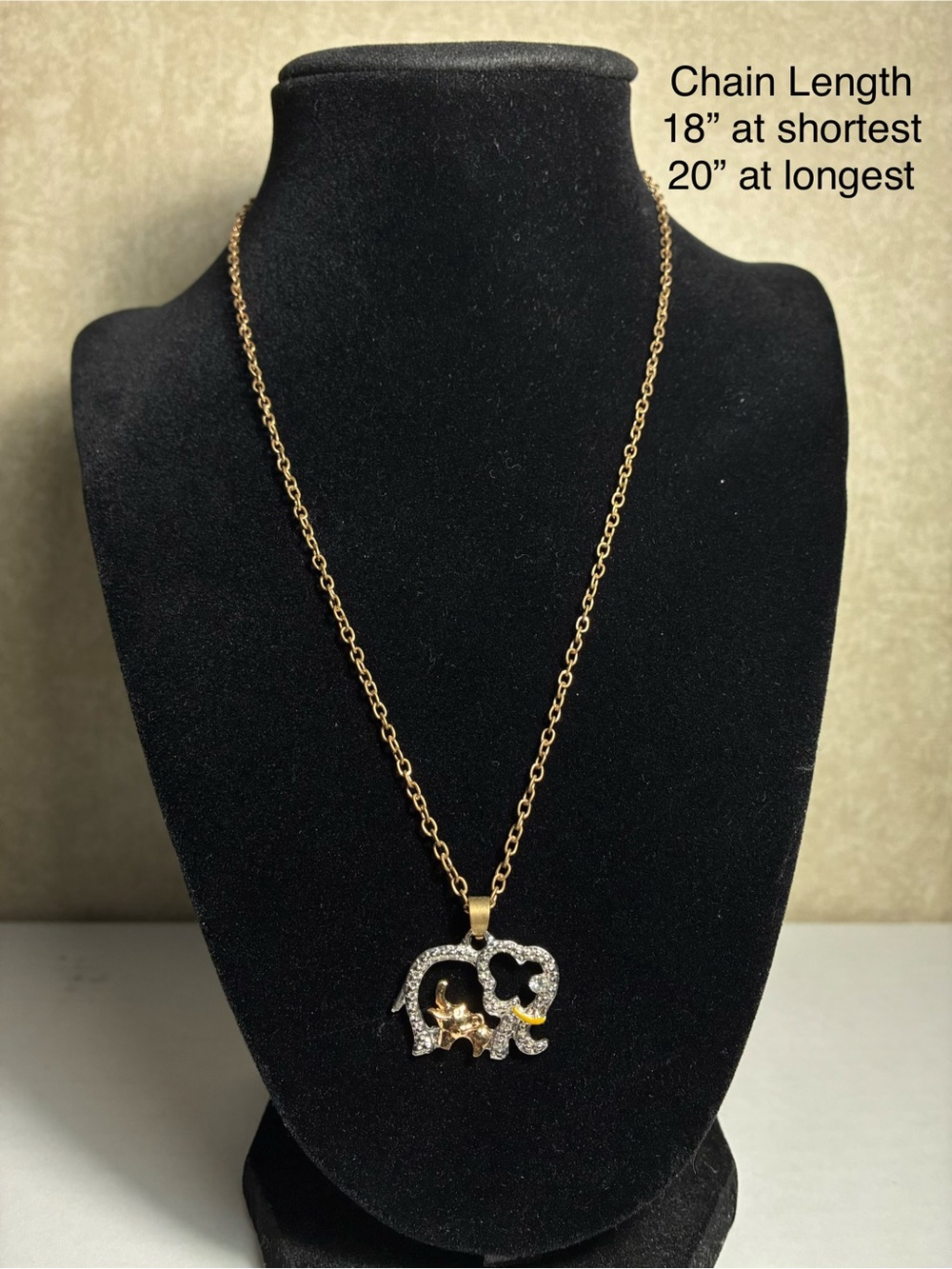 Mother and Baby Elephant Silver and Gold necklace